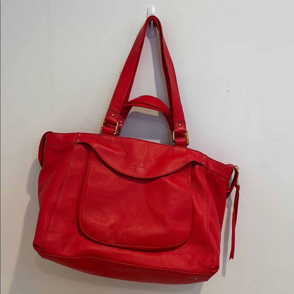 Red Leather Tote Bag